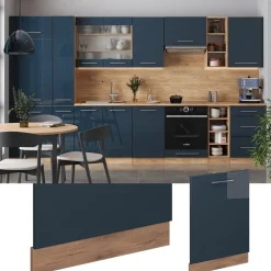 Vicco Geschirrspülblende "Fame-Line", Dunkelblau Hochglanz, 60 cm ohne Arbeitsplatte