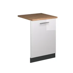 Vicco Geschirrspülblende Fame-Line, Geschirrspüler Fronttür, Weiß Hochglanz, 60 cm, AP Eiche