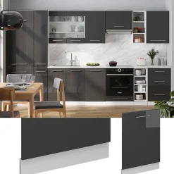 Vicco Geschirrspülblende "Fame-Line", Anthrazit Hochglanz, 60 cm , AP Eiche