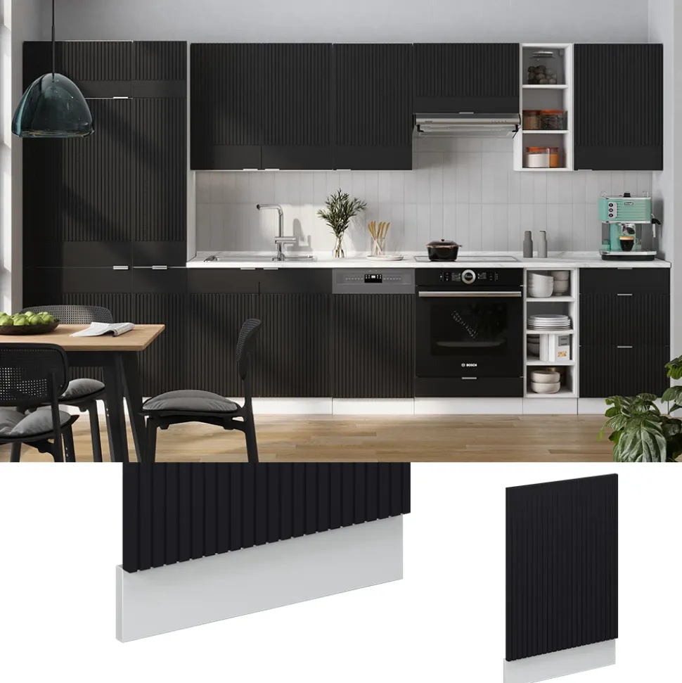 Vicco Geschirrspülblende "Fame-Line", Schwarz gestreift, 45 cm ohne Arbeitsplatte