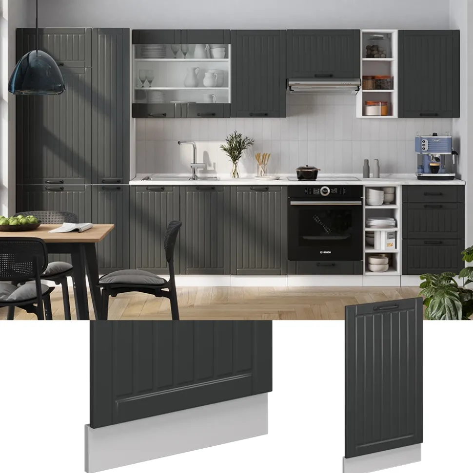 Vicco Geschirrspülblende "Fame-Line", Anthrazit Landhaus, 45 cm ohne Arbeitsplatte