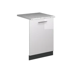 Vicco Geschirrspülblende Fame-Line, Geschirrspüler Fronttür, Weiß Hochglanz, 60 cm, AP Marmor