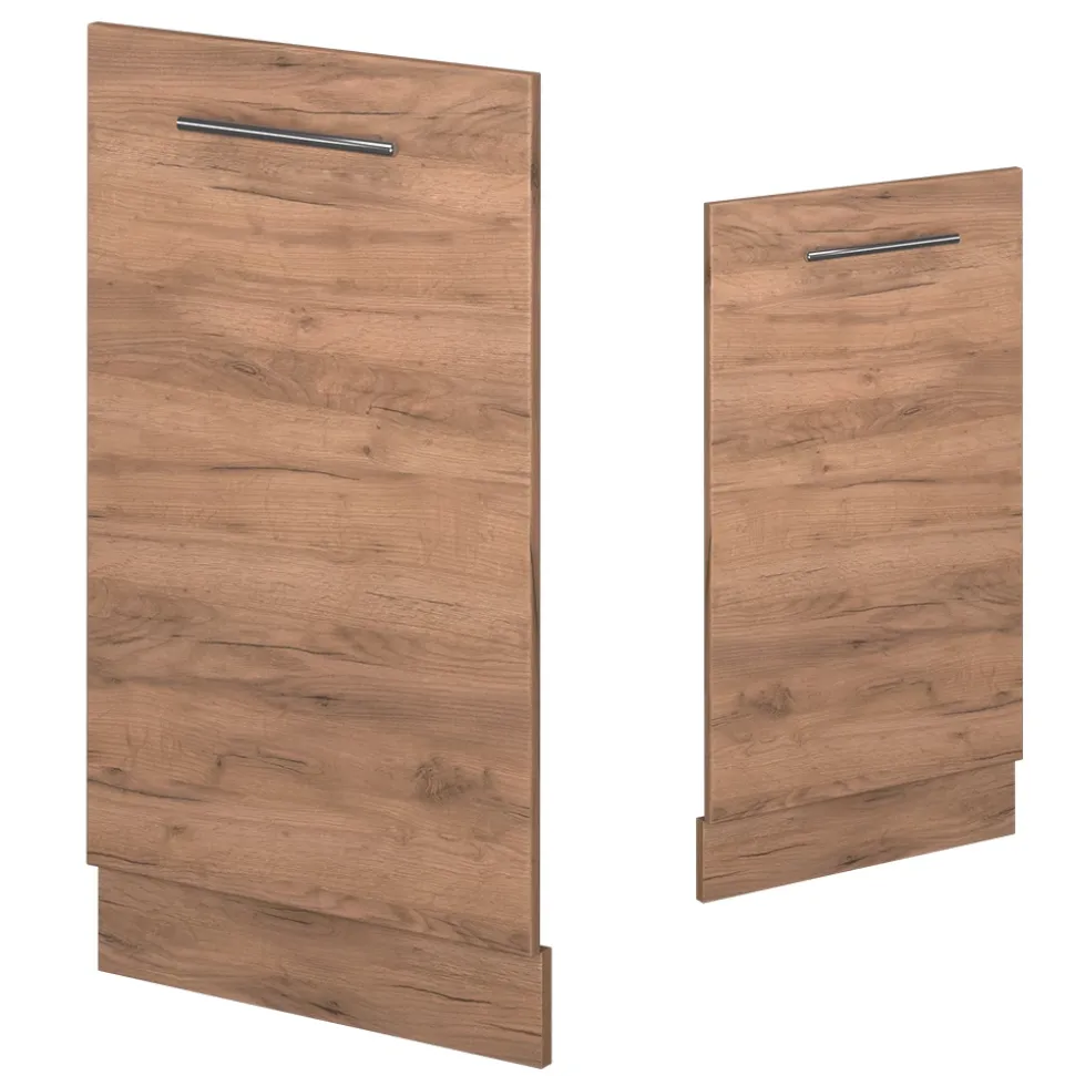 Vicco Geschirrspülblende Fame-Line, Geschirrspüler Fronttür, Goldkraft Eiche, 45 cm, AP Marmor