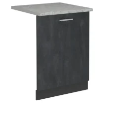 Vicco Geschirrspülblende R-Line, Geschirrspüler Fronttür, Schwarz Beton, 60 cm, AP Marmor