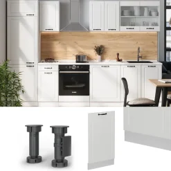 Vicco Geschirrspülblende "R-Line", Weiß Landhaus, 45 cm ohne Arbeitsplatte