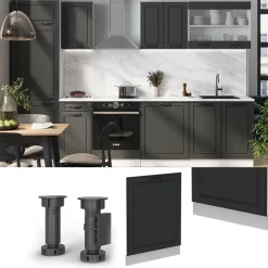 Vicco Geschirrspülblende R-Line, Geschirrspüler Fronttür, Anthrazit Landhaus, 60 cm, AP Marmor