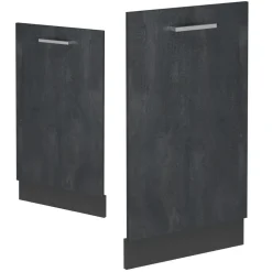 Vicco Geschirrspülblende R-Line, Geschirrspüler Fronttür, Schwarz Beton, 45 cm, AP Anthrazit