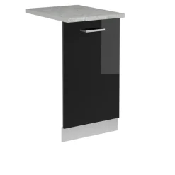 Vicco Geschirrspülblende R-Line, Geschirrspüler Fronttür, Schwarz Hochglanz, 45 cm, AP Marmor