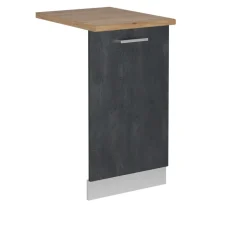 Vicco Geschirrspülblende R-Line, Geschirrspüler Fronttür, Schwarz Beton, 45 cm, AP Eiche