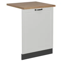 Vicco Geschirrspülblende R-Line, Geschirrspüler Fronttür, Weiß Landhaus, 60 cm, AP Eiche