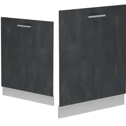 Vicco Geschirrspülblende R-Line, Geschirrspüler Fronttür, Schwarz Beton, 60 cm, AP Eiche