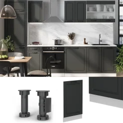 Vicco Geschirrspülblende "R-Line", Anthrazit Landhaus, 45 cm , AP Anthrazit