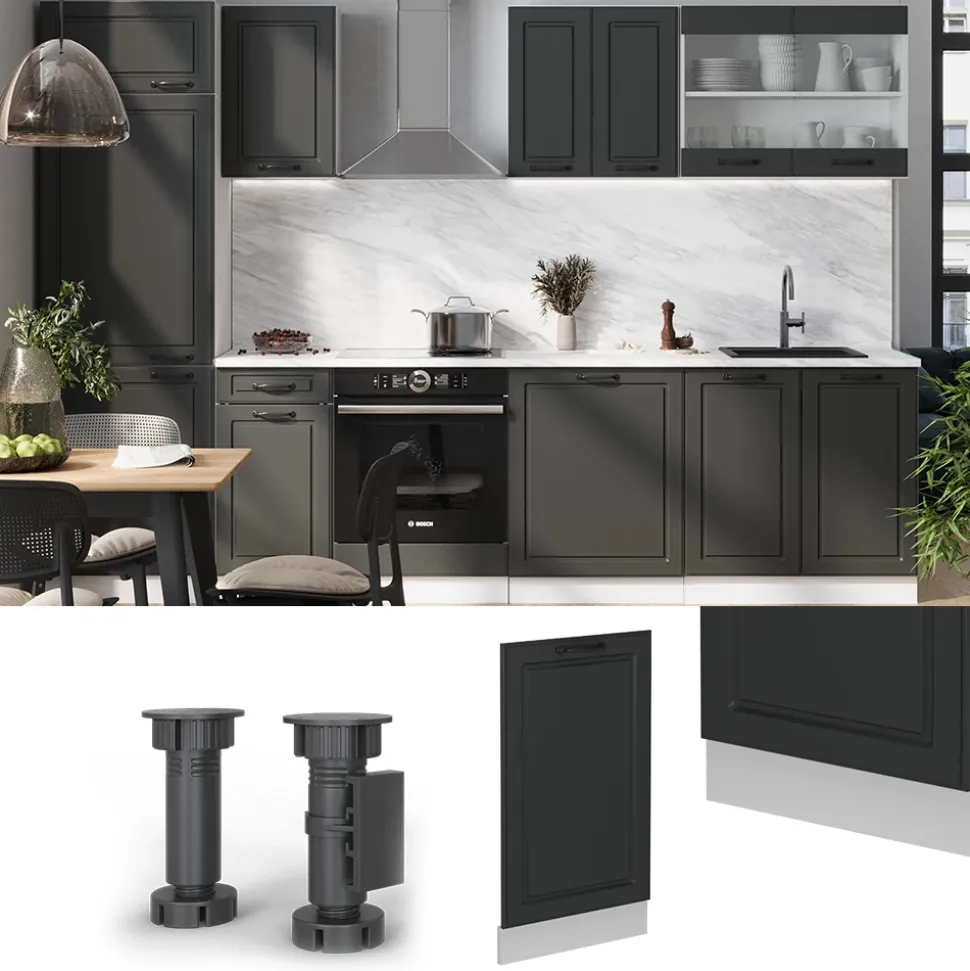 Vicco Geschirrspülblende "R-Line", Anthrazit Landhaus, 45 cm , AP Anthrazit