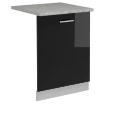 Vicco Geschirrspülblende R-Line, Geschirrspüler Fronttür, Schwarz Hochglanz, 60 cm, AP Marmor