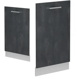 Vicco Geschirrspülblende R-Line, Geschirrspüler Fronttür, Schwarz Beton, 45 cm, AP Anthrazit