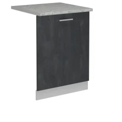 Vicco Geschirrspülblende R-Line, Geschirrspüler Fronttür, Schwarz Beton, 60 cm, AP Marmor