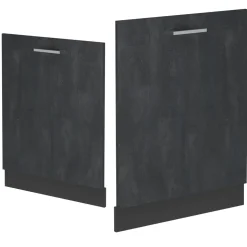 Vicco Geschirrspülblende R-Line, Geschirrspüler Fronttür, Schwarz Beton, 60 cm, AP Anthrazit