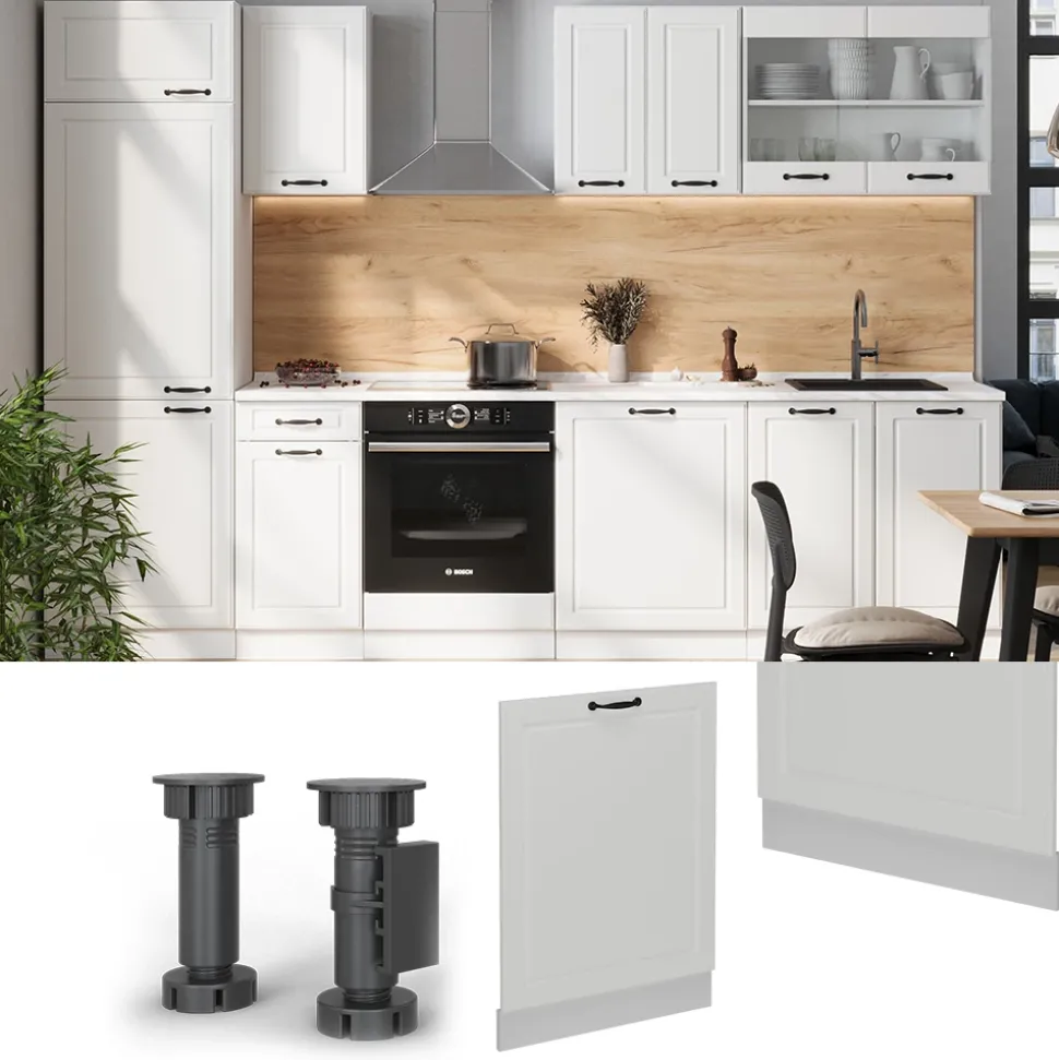 Vicco Geschirrspülblende "R-Line", Weiß Landhaus, 60 cm ohne Arbeitsplatte