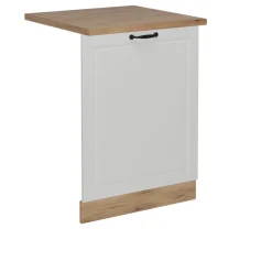 Vicco Geschirrspülblende R-Line, Geschirrspüler Fronttür, Weiß Landhaus, 60 cm, AP Eiche