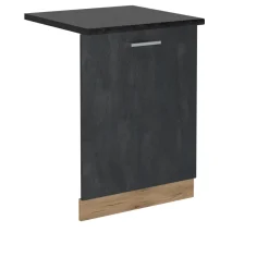 Vicco Geschirrspülblende R-Line, Geschirrspüler Fronttür, Schwarz Beton, 60 cm, AP Anthrazit