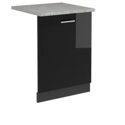 Vicco Geschirrspülblende R-Line, Geschirrspüler Fronttür, Schwarz Hochglanz, 60 cm, AP Marmor