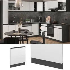 Vicco Geschirrspülblende R-Line, Geschirrspüler Fronttür, Weiß, 60 cm, AP Marmor