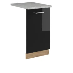 Vicco Geschirrspülblende R-Line, Geschirrspüler Fronttür, Schwarz Hochglanz, 45 cm, AP Marmor