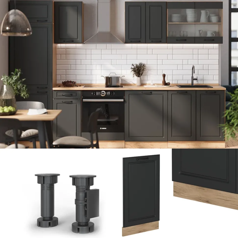 Vicco Geschirrspülblende "R-Line", Anthrazit Landhaus, 45 cm , AP Anthrazit