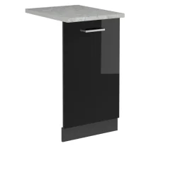 Vicco Geschirrspülblende R-Line, Geschirrspüler Fronttür, Schwarz Hochglanz, 45 cm, AP Marmor