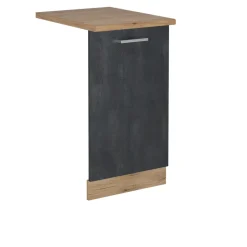 Vicco Geschirrspülblende R-Line, Geschirrspüler Fronttür, Schwarz Beton, 45 cm, AP Eiche