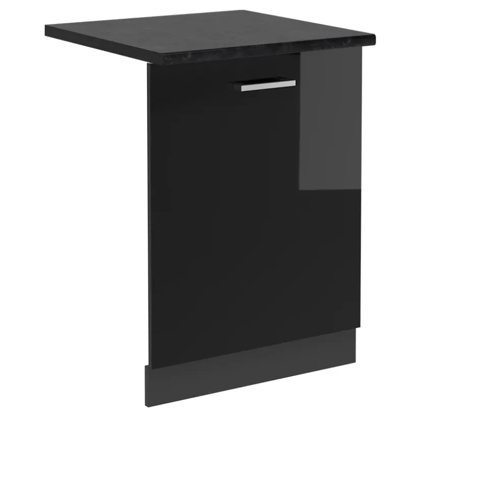 Vicco Geschirrspülblende "R-Line", Schwarz Hochglanz, 60 cm , AP Anthrazit