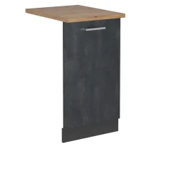 Vicco Geschirrspülblende R-Line, Geschirrspüler Fronttür, Schwarz Beton, 45 cm, AP Eiche