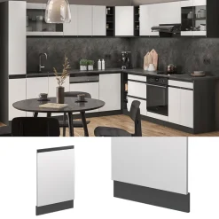 Vicco Geschirrspülblende R-Line, Geschirrspüler Fronttür, Weiß, 45 cm, AP Anthrazit