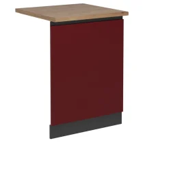 Vicco Geschirrspülblende R-Line, Geschirrspüler Fronttür, Rot, 60 cm, AP Eiche