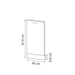 Vicco Geschirrspülblende R-Line, Geschirrspüler Fronttür, Schwarz Beton, 45 cm, AP Marmor