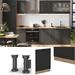 Vicco Geschirrspülblende R-Line, Geschirrspüler Fronttür, Anthrazit Landhaus, 60 cm, AP Marmor