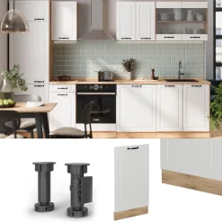 Vicco Geschirrspülblende "R-Line", Weiß Landhaus, 45 cm ohne Arbeitsplatte