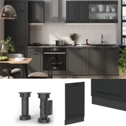 Vicco Geschirrspülblende "R-Line", Anthrazit Landhaus, 45 cm ohne Arbeitsplatte