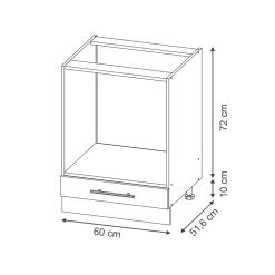 Vicco Herdumbauschrank Fame-Line, Herdschrank, Schwarz gestreift, 60 cm, AP Marmor