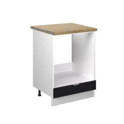 Vicco Herdumbauschrank Fame-Line, Herdschrank, Schwarz gestreift, 60 cm, AP Eiche