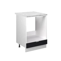 Vicco Herdumbauschrank Fame-Line, Herdschrank, Schwarz gestreift, 60 cm, AP Marmor