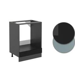 Vicco Herdumbauschrank "R-Line", Schwarz Hochglanz/Anthrazit, 60 cm ohne Arbeitsplatte