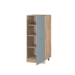 Vicco Herdumbauschrank R-Line, Küchenkommode, Blau-Grau/Goldkraft Eiche, 60 cm