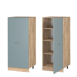 Vicco Herdumbauschrank R-Line, Küchenkommode, Blau-Grau/Goldkraft Eiche, 60 cm