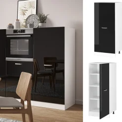 Vicco Herdumbauschrank R-Line, Küchenkommode, Schwarz Hochglanz/Weiß, 60 cm