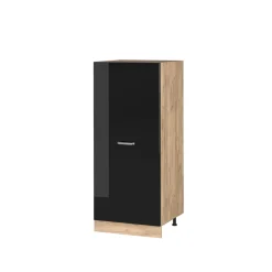 Vicco Herdumbauschrank "R-Line", Schwarz Hochglanz/Goldkraft Eiche, 60 cm