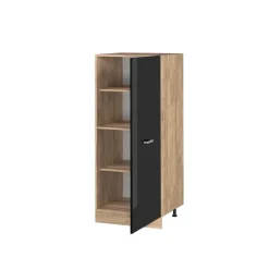 Vicco Herdumbauschrank "R-Line", Schwarz Hochglanz/Goldkraft Eiche, 60 cm