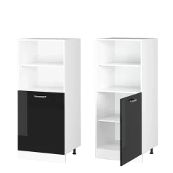 Vicco Herdumbauschrank R-Line, Herdschrank, Schwarz Hochglanz/Weiß, 60 cm