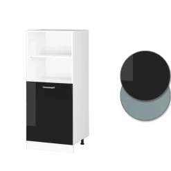 Vicco Herdumbauschrank R-Line, Herdschrank, Schwarz Hochglanz/Weiß, 60 cm