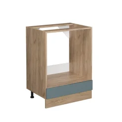 Vicco Herdumbauschrank "R-Line", Blau-Grau/Goldkraft Eiche, 60 cm ohne Arbeitsplatte